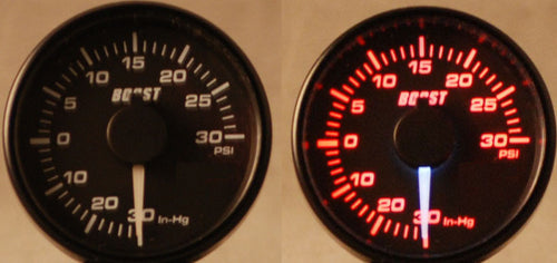 45mm Electrical boost gauge - White Needle/ Red Backlight